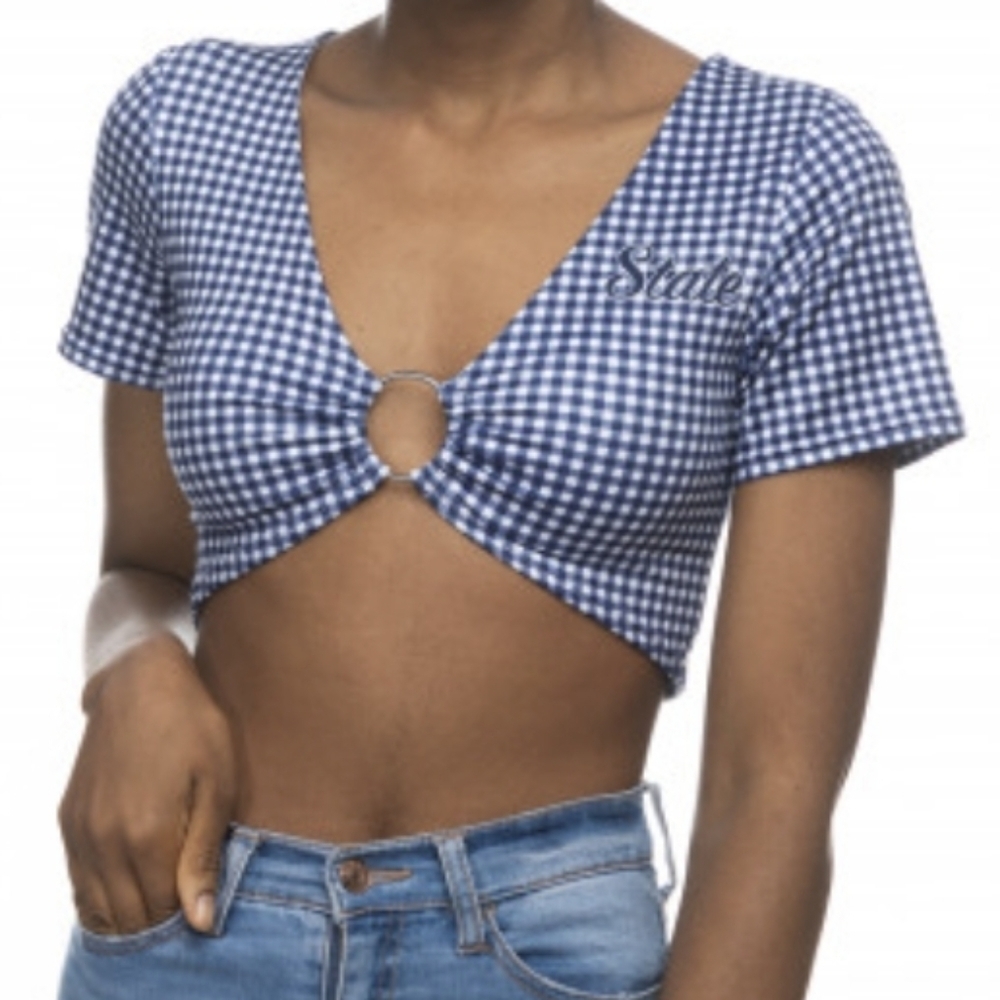 Penn State Zoozatz Gingham Crop Top M NWT